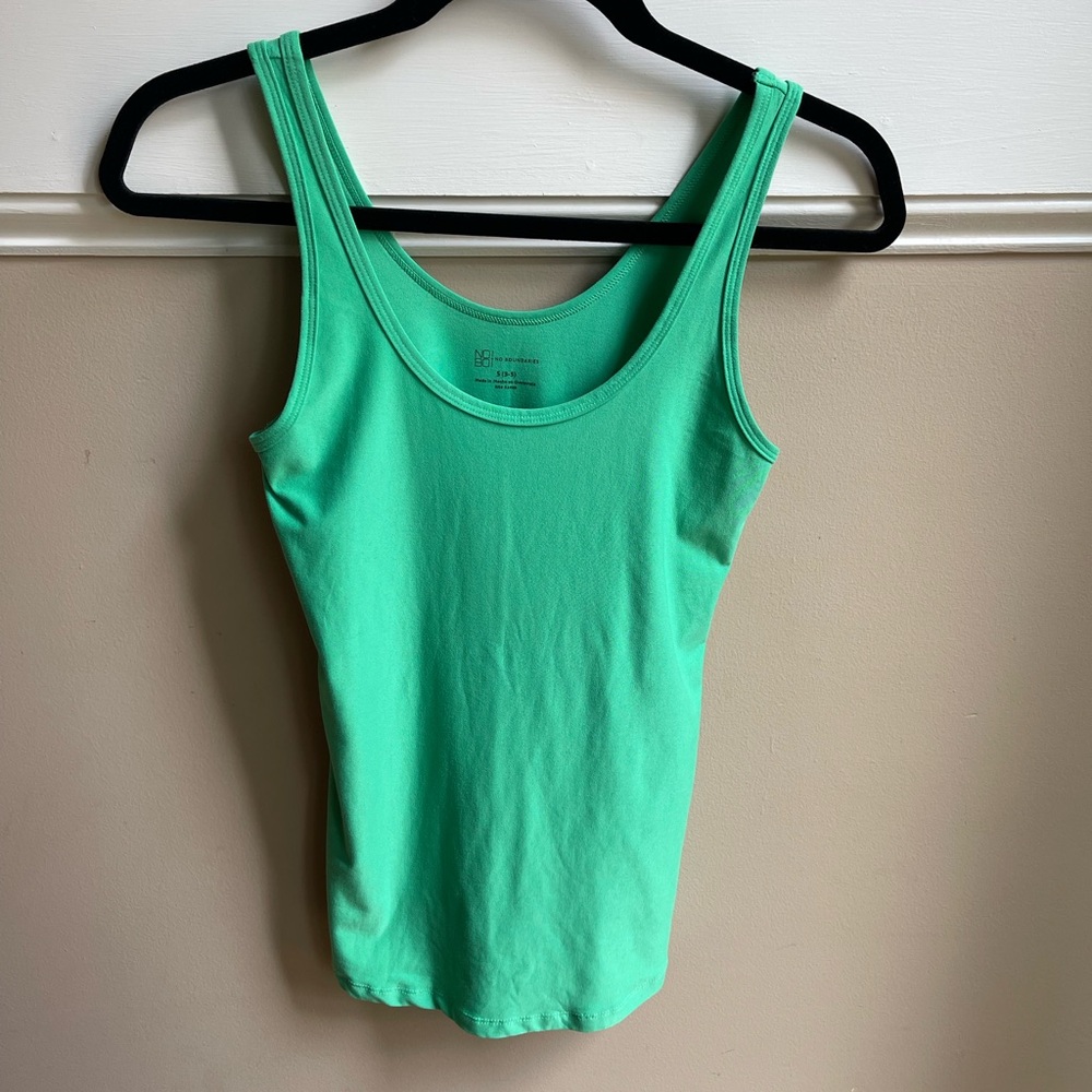 No Boundaries Green Fitted Sleeveless Tank Top